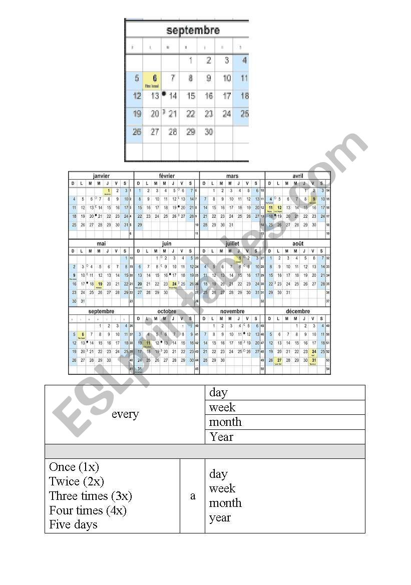 Expressions of frequency worksheet