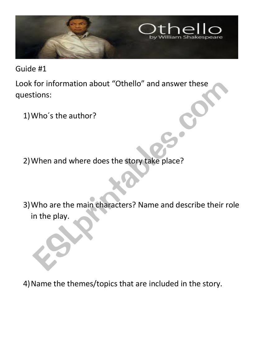 Othello worksheet
