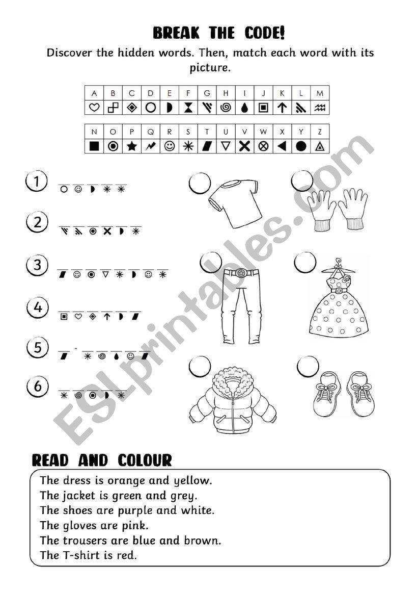 Clothes code breaker, matching and colouring