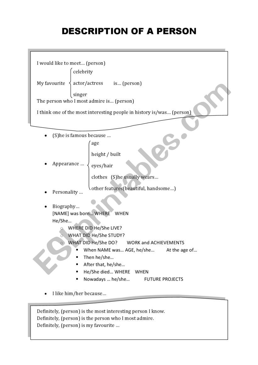 Description of a person layout
