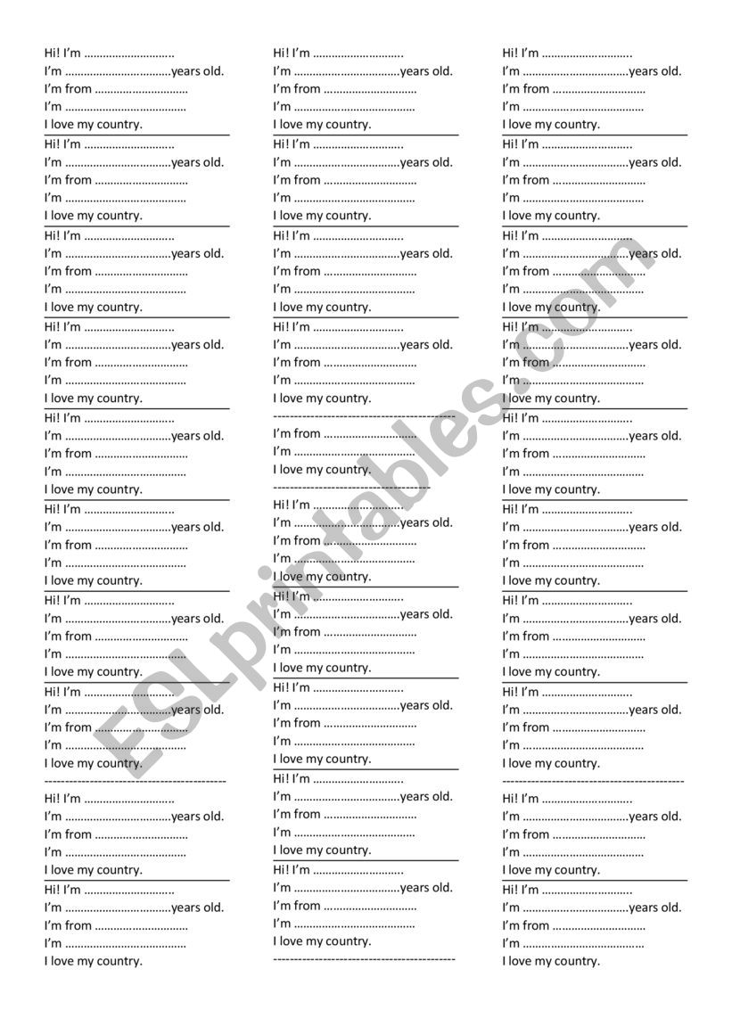 Nationalities worksheet