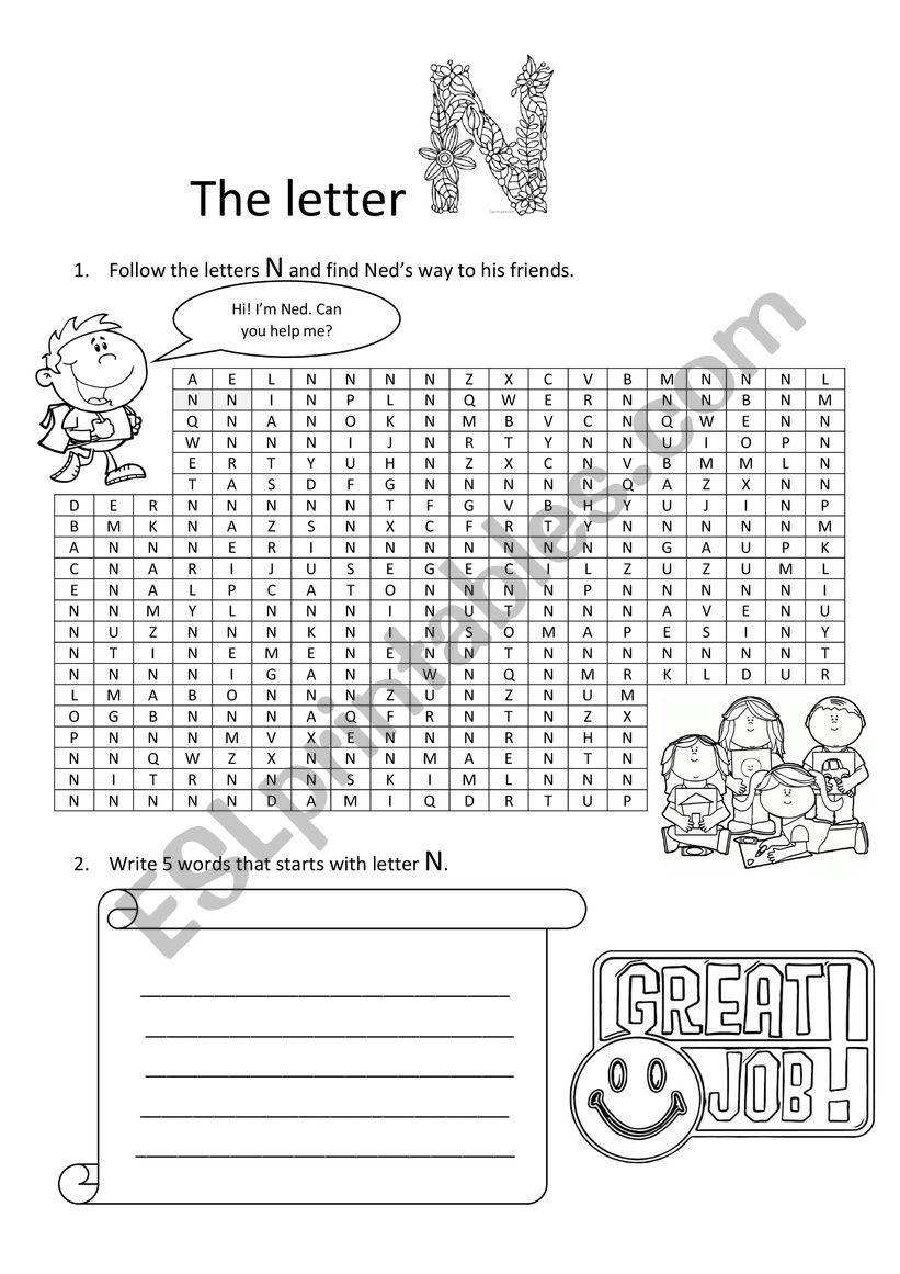 Letter N (letter recognition, words from N)