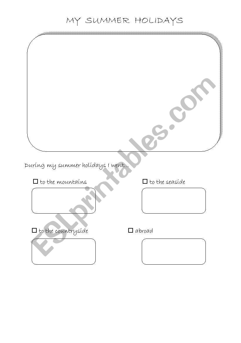 My summer holidays worksheet