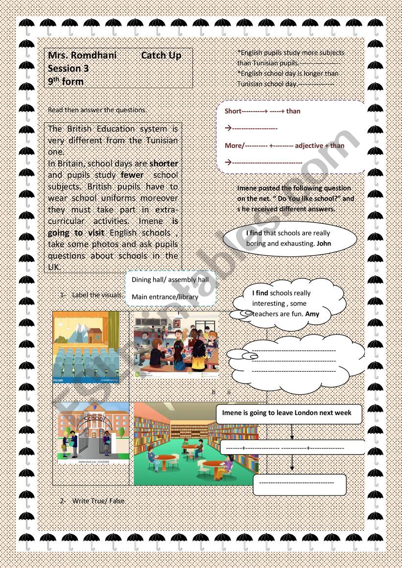 british schools worksheet