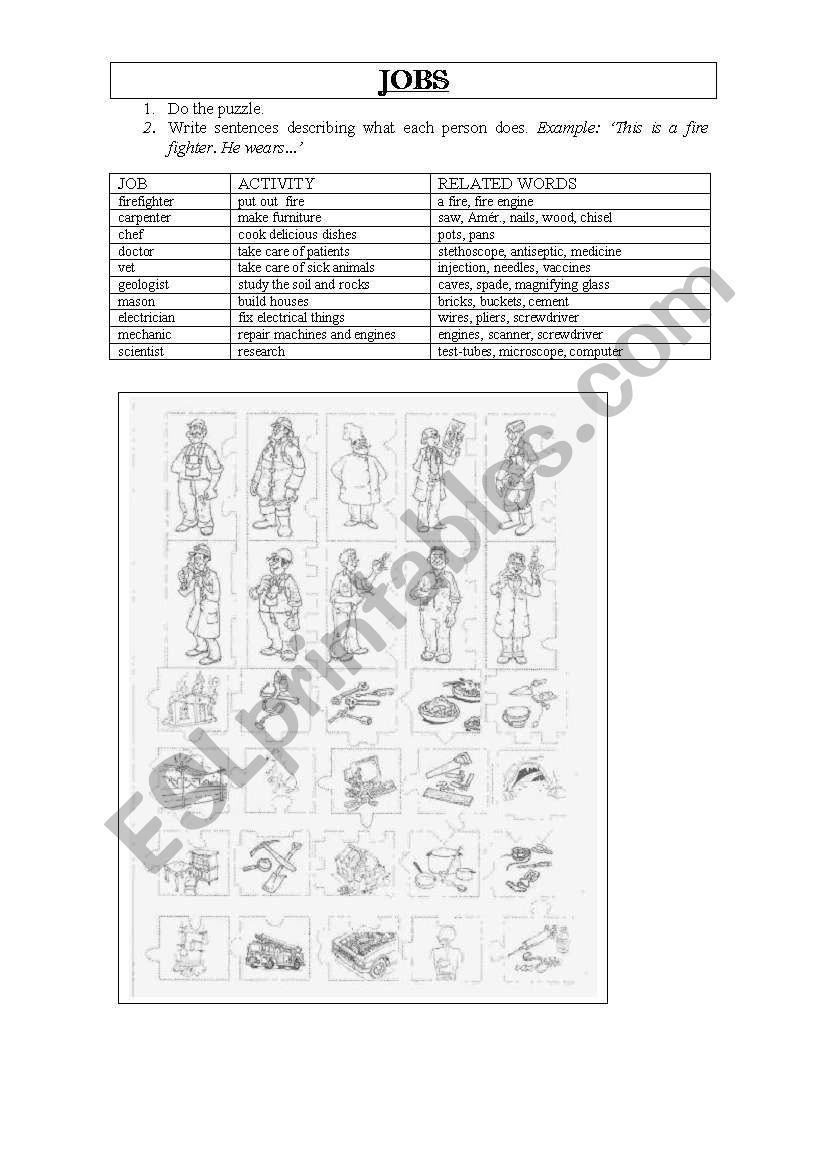 Jobs worksheet