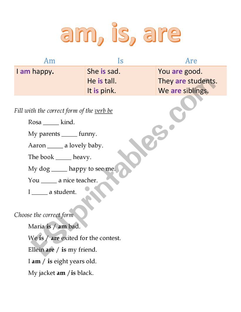 Verb To Be worksheet