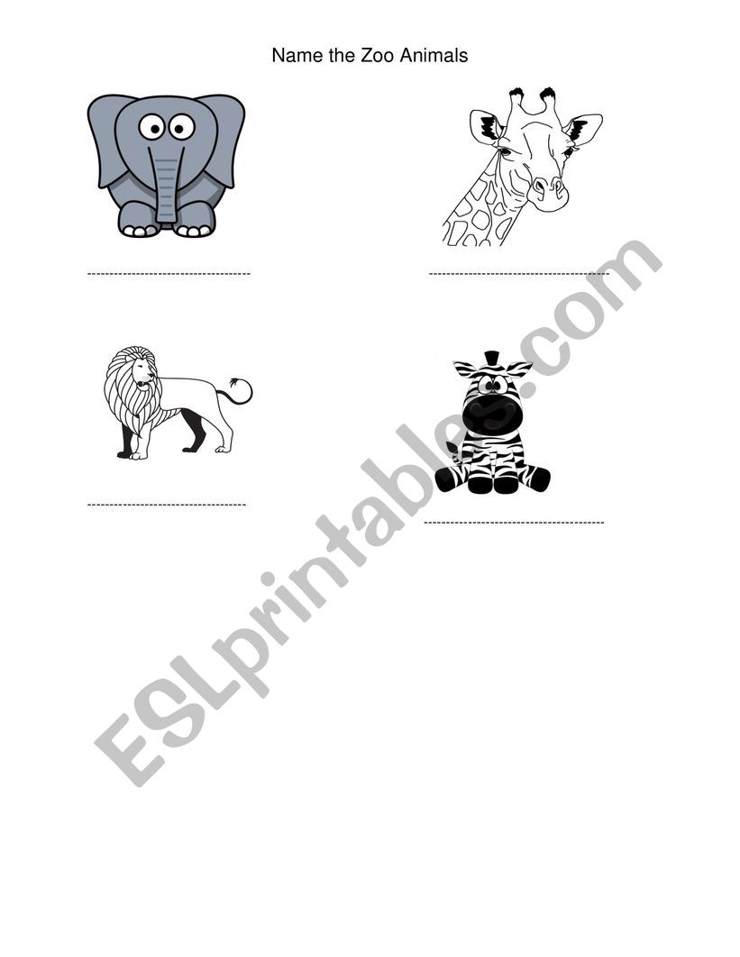 Name the Zoo Animals worksheet