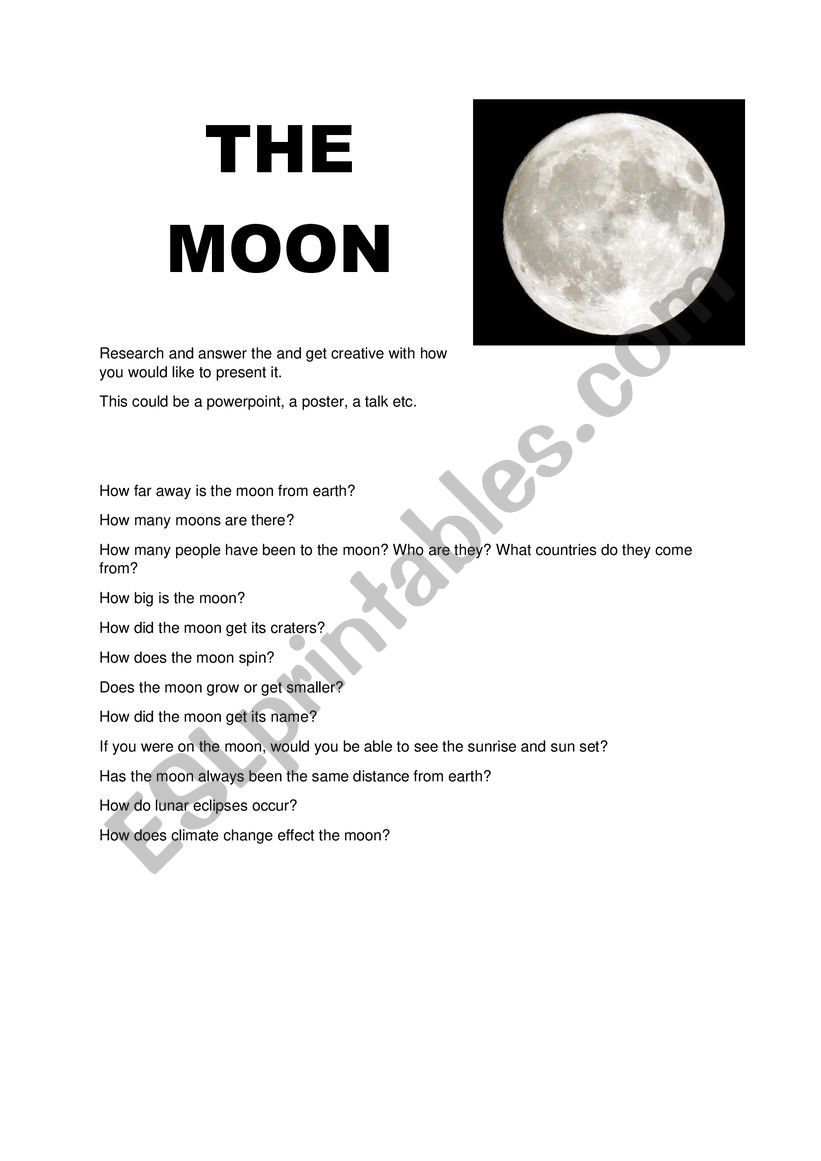 The Moon worksheet
