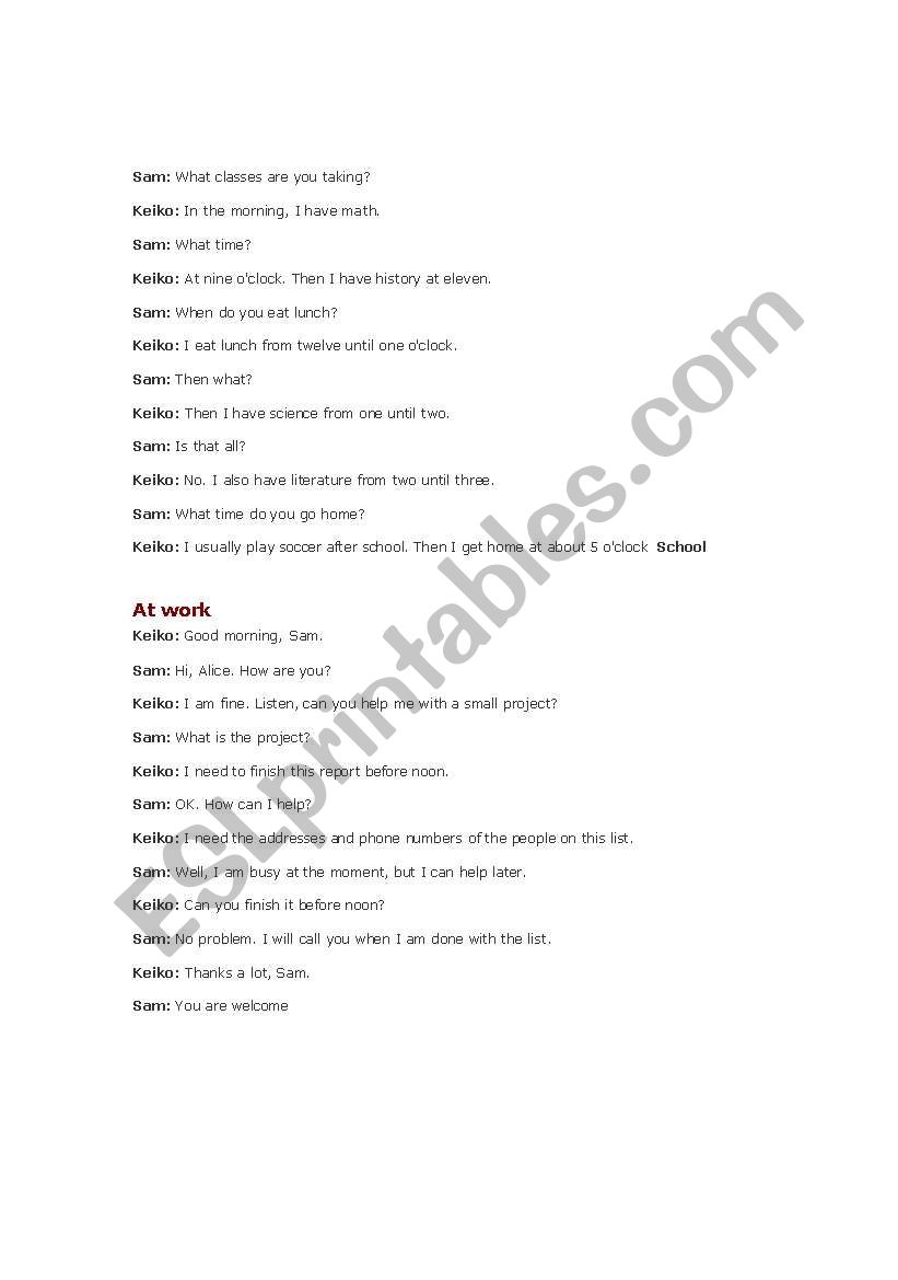 conversation exercices  worksheet