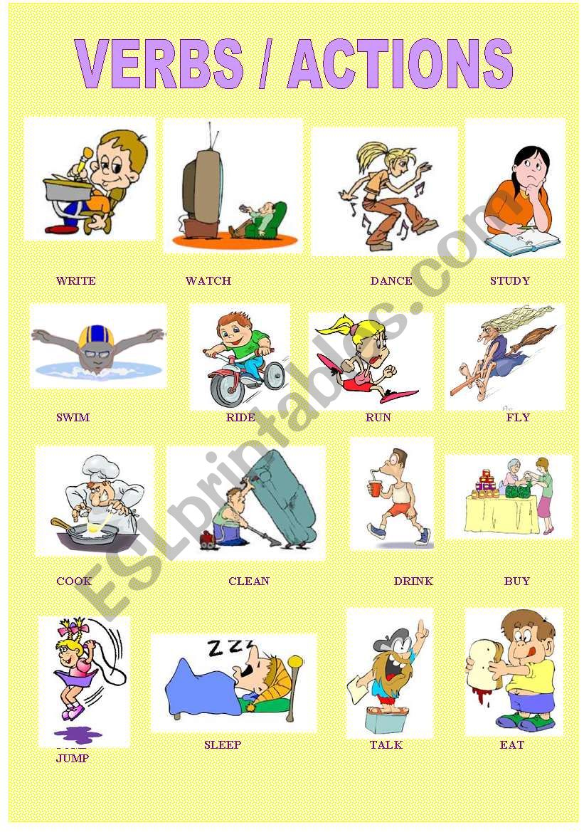 VERBS AND ACTIONS worksheet
