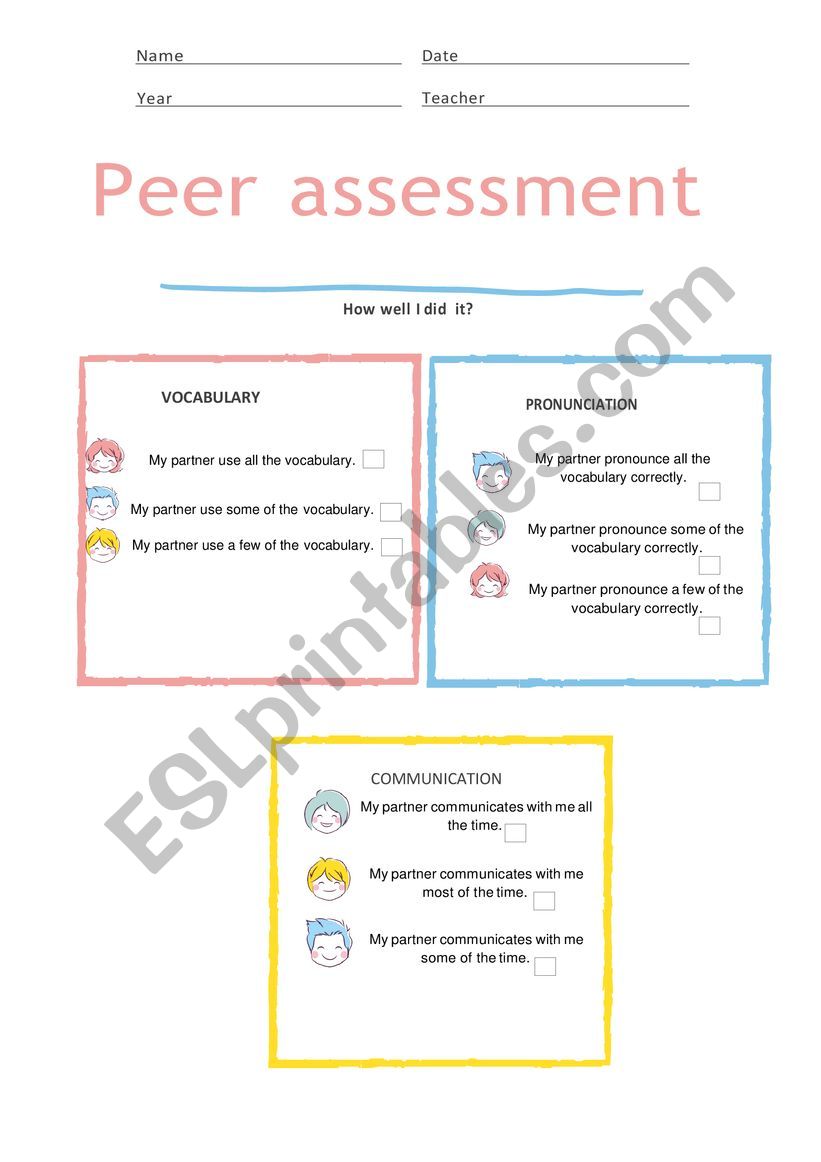 Peer Assessment worksheet