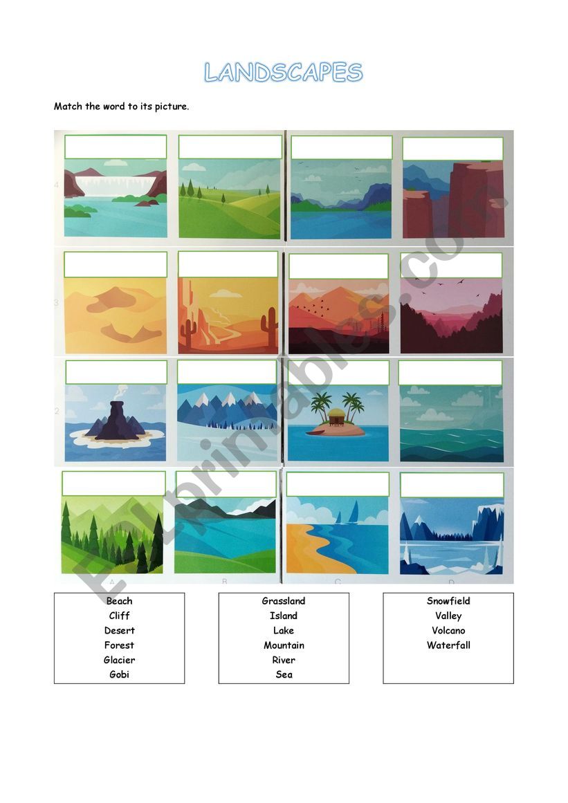 LANDSCAPES worksheet