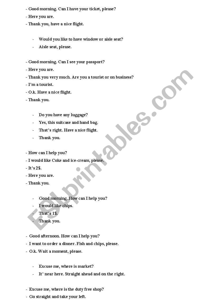 At the airport - short dialogues