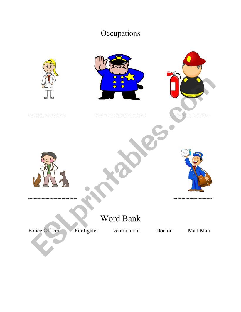 Occupations worksheet