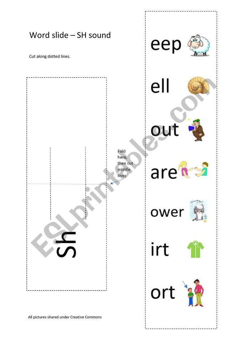 Word slide - SH sound worksheet