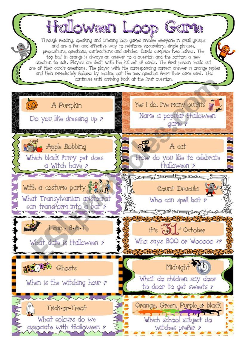 Halloween Loop Game: Speaking Practise Activity