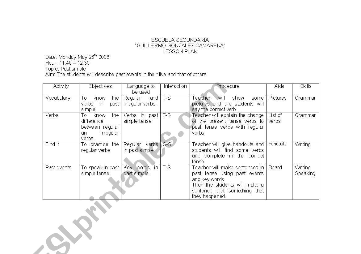 lesson plan worksheet