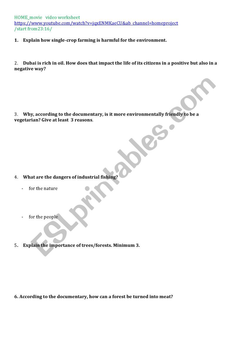 HOME movie videoworksheet worksheet