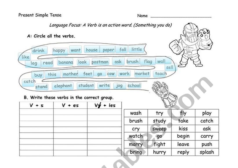 Present simple tense worksheet