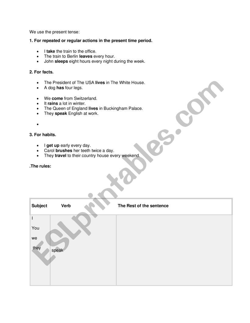 simple present worksheet