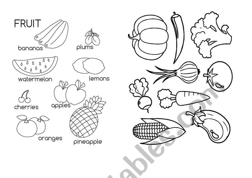 Fuits and vegetables worksheet