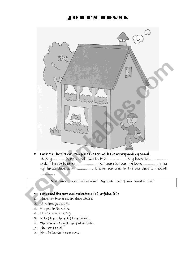 Johns house worksheet