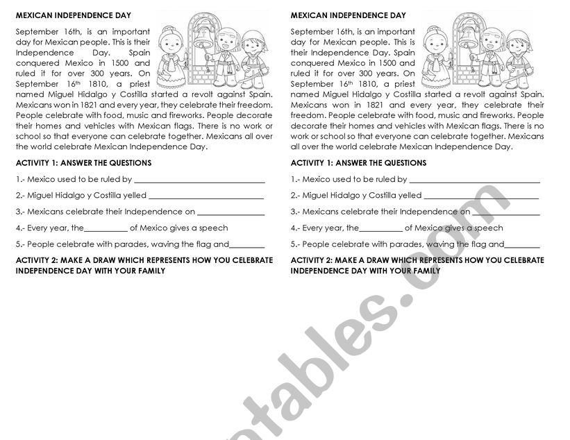 mexican independence day worksheet