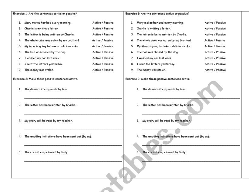 Practice for passive voice worksheet