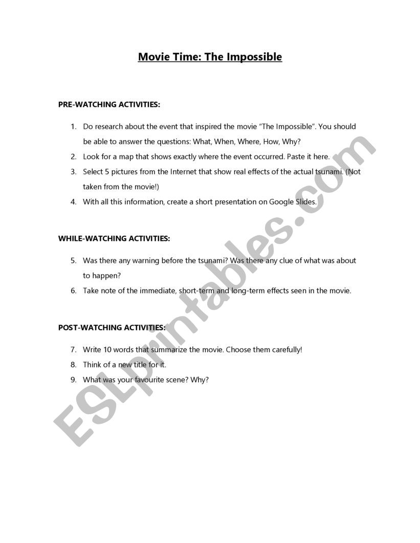 The Impossible worksheet