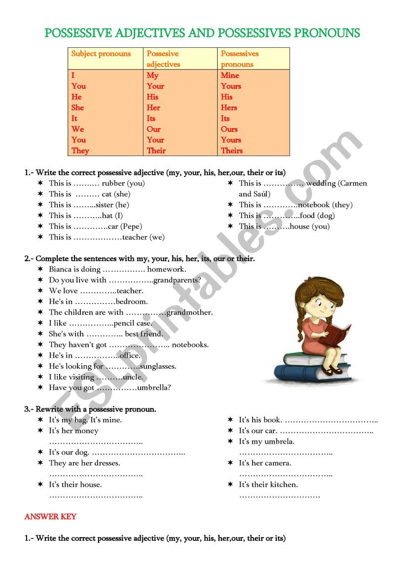 POSSESSIVES worksheet