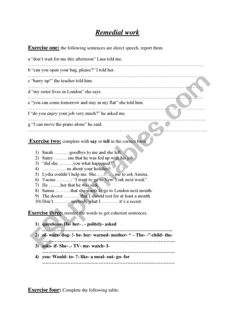 reporting  worksheet
