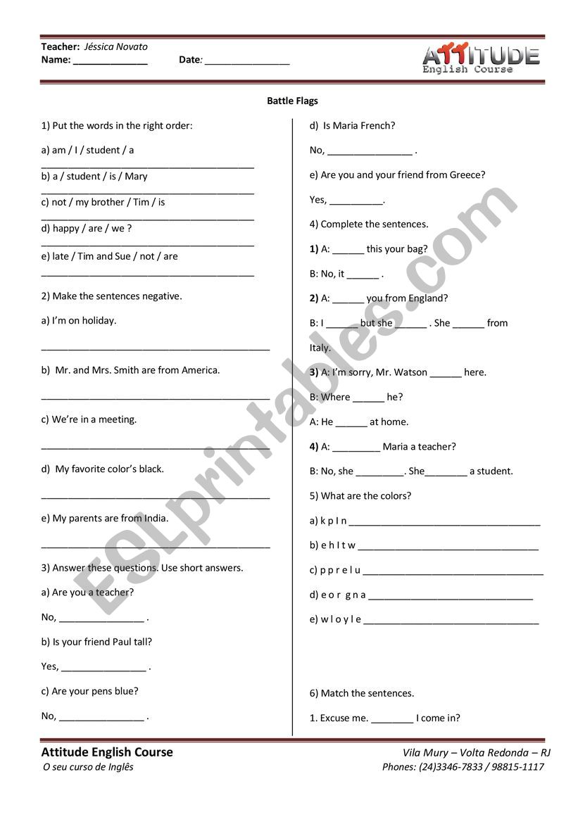 Verb BE exercises worksheet