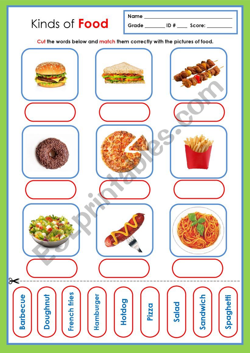 Kinds of Food worksheet