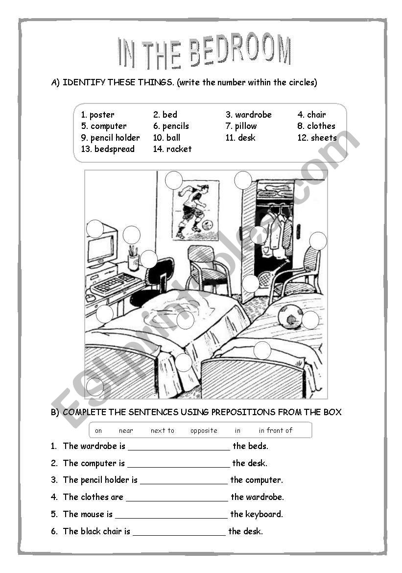 IN THE BEDROOM worksheet