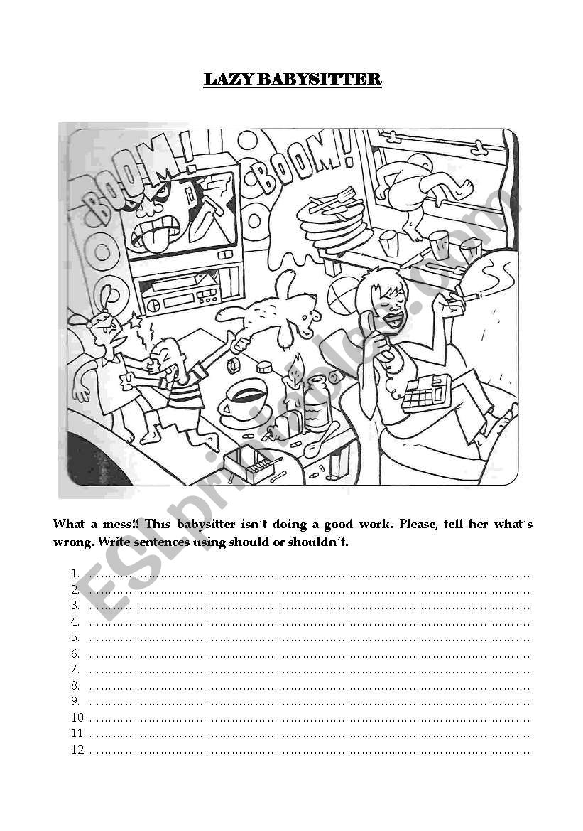 Lazy babysitter worksheet