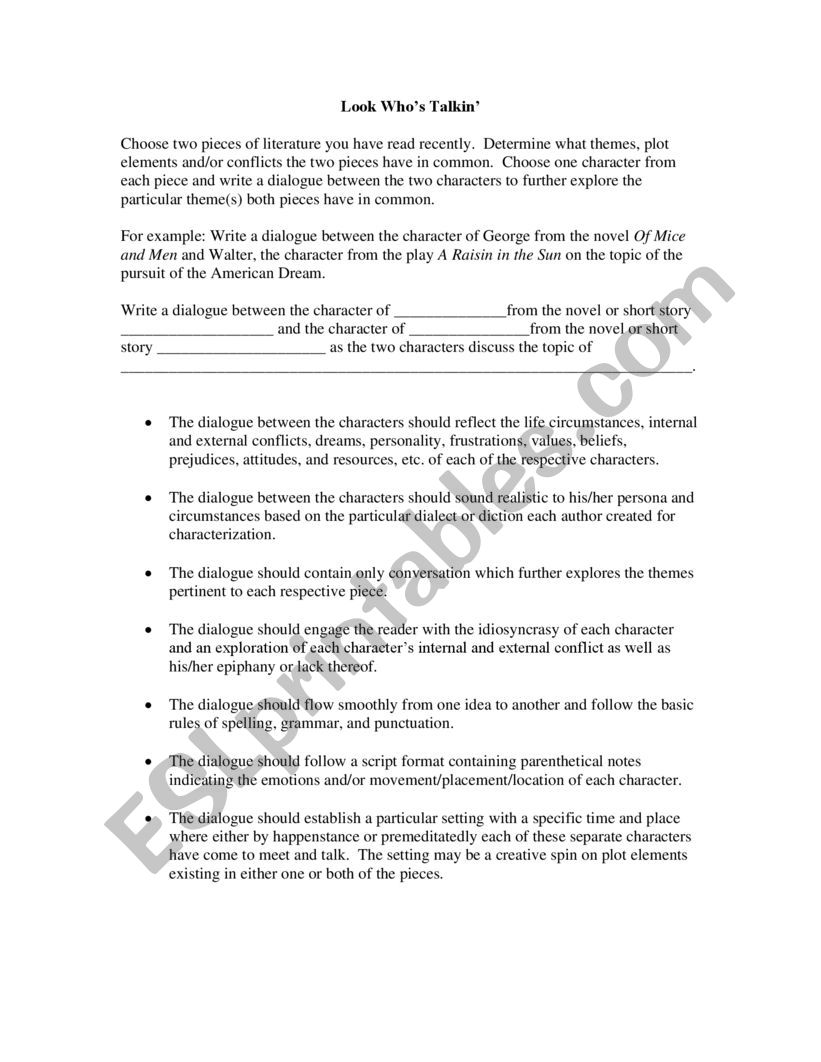 Dialogue  worksheet