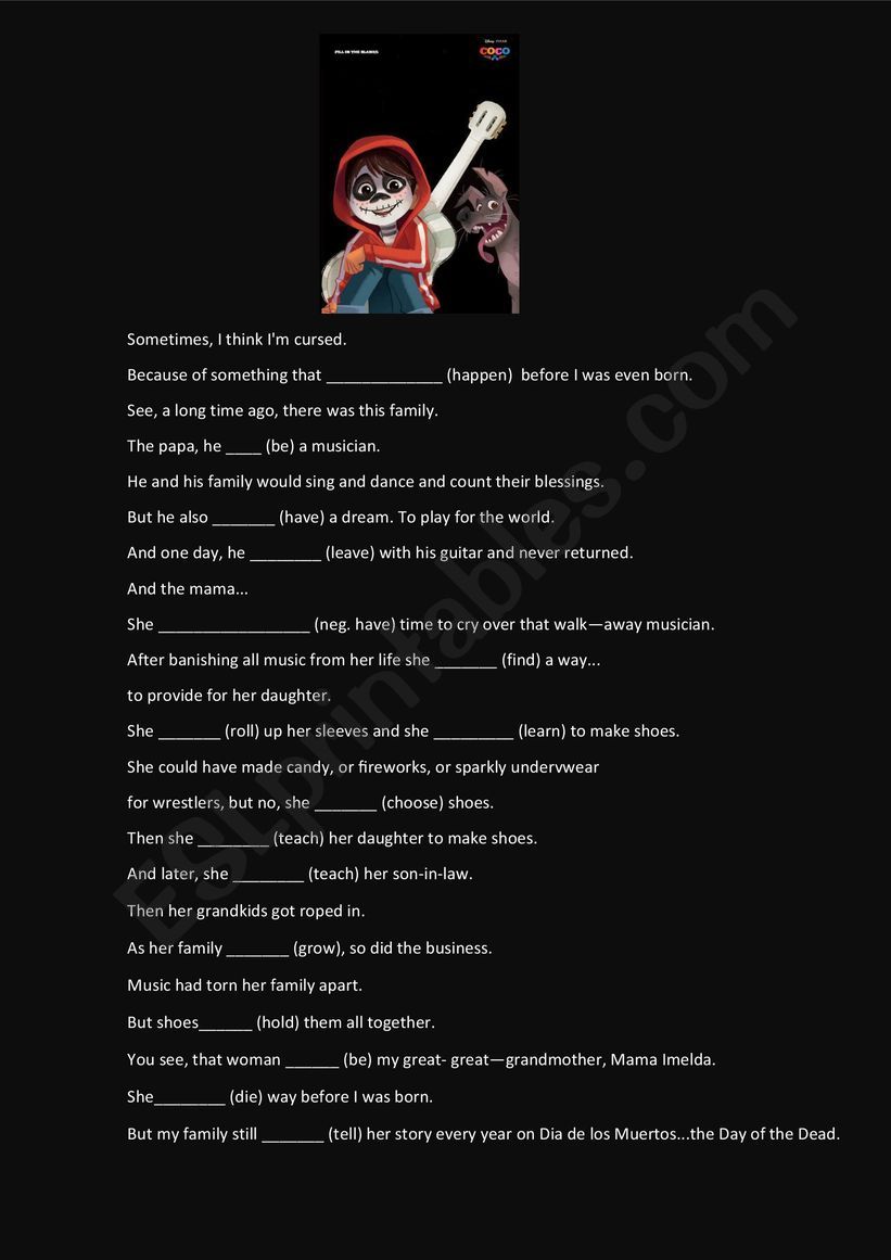 MOVIE: COCO  (FIRST SCENE) worksheet