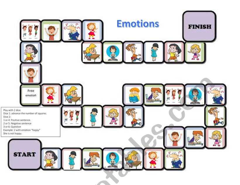 Emotions board game worksheet