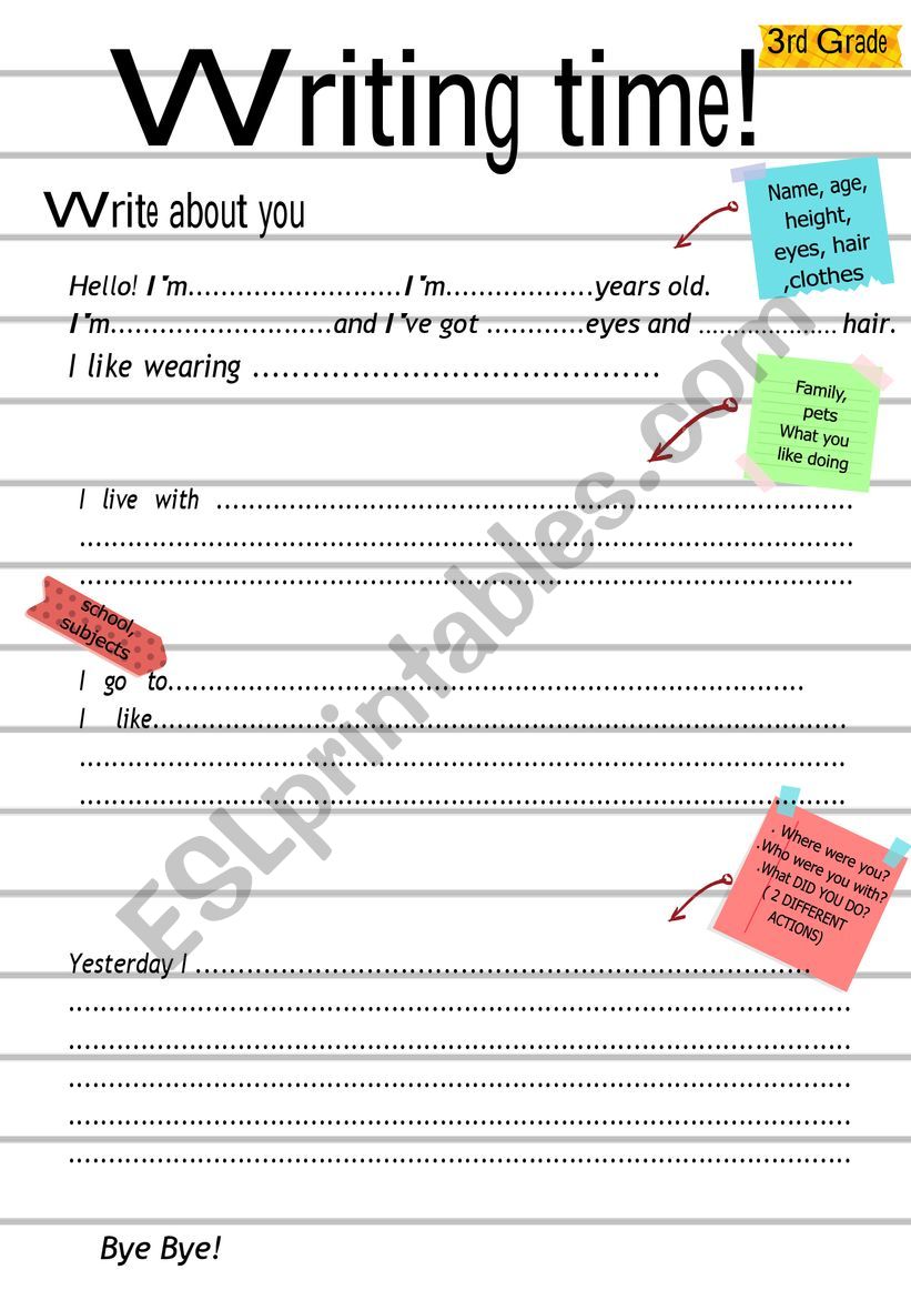 Writing time worksheet