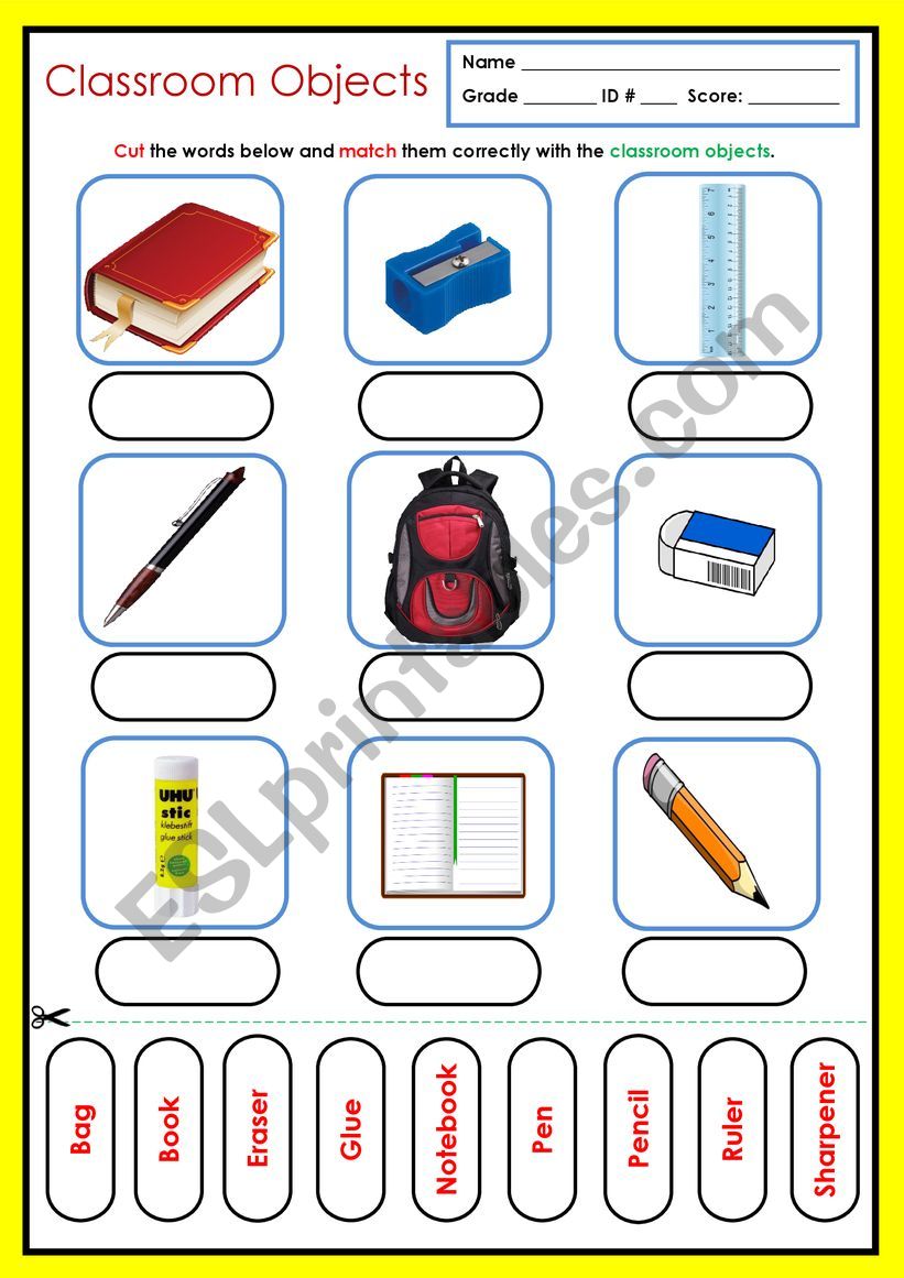 Classroom Objects worksheet