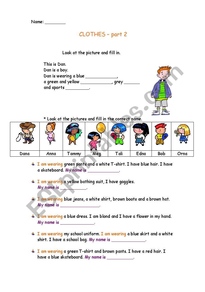 clothes - part 2 worksheet