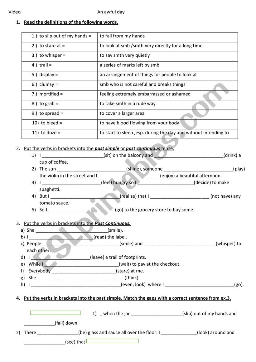 Past Continuous worksheet