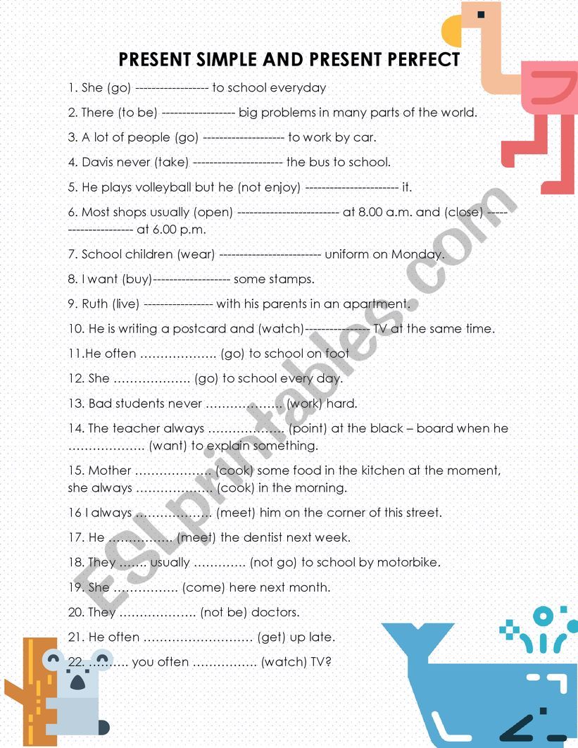 Present simple and Present perfect Exercises