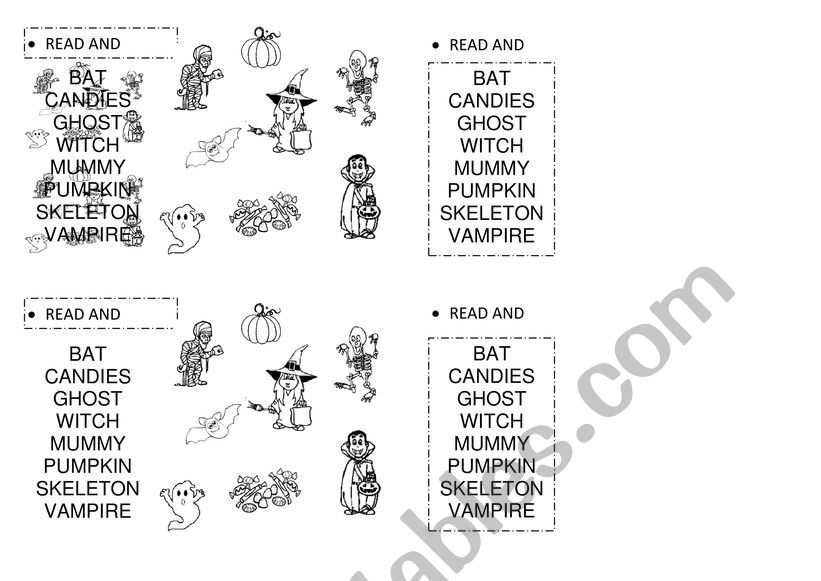 Halloween matching characters worksheet