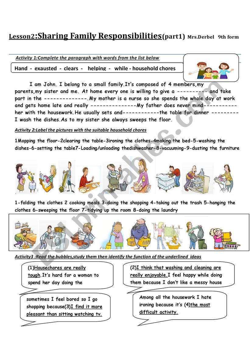 sharing responsibil worksheet