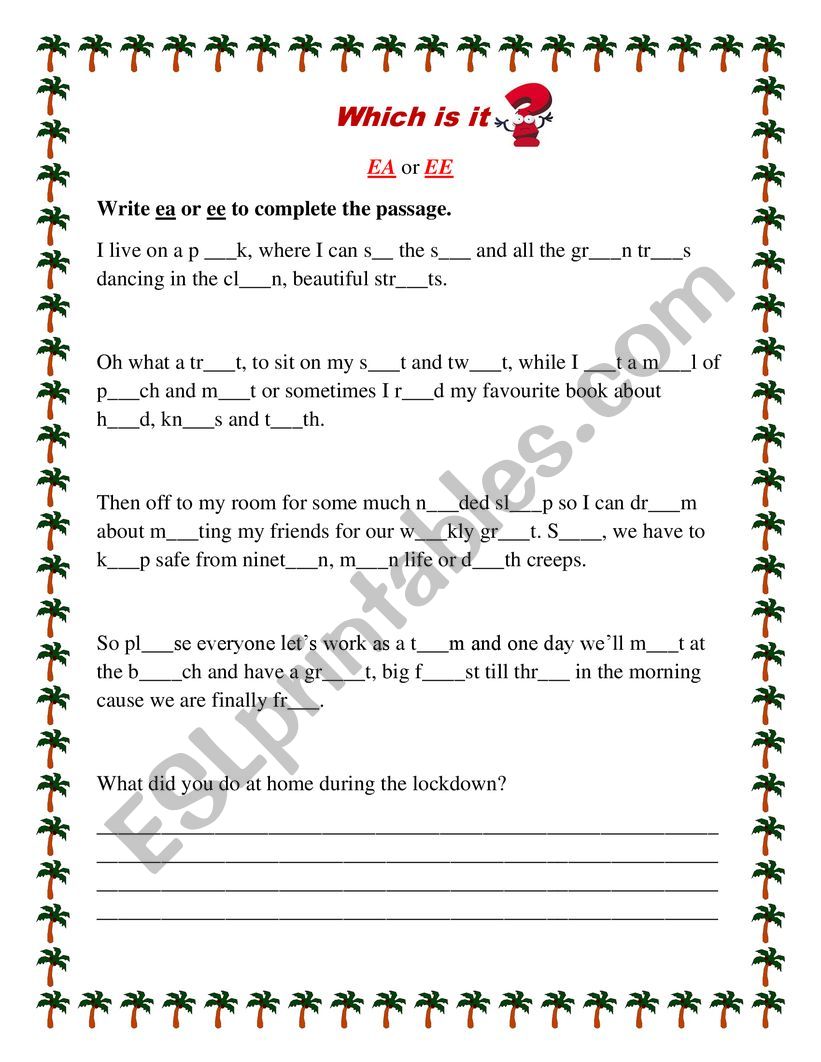 EA and EE Words  worksheet