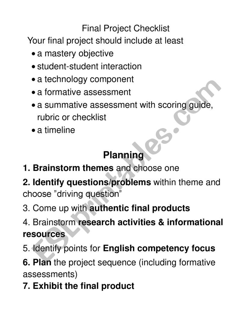 project worksheet