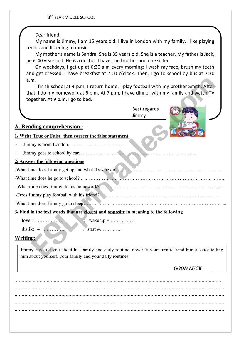 a quiz qbout daily routines worksheet