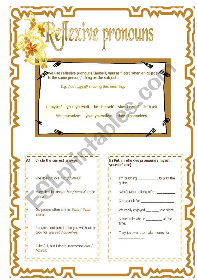 Reflexive Pronouns worksheet