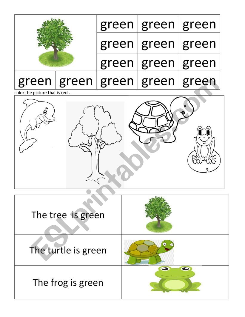 green colour worksheet worksheet